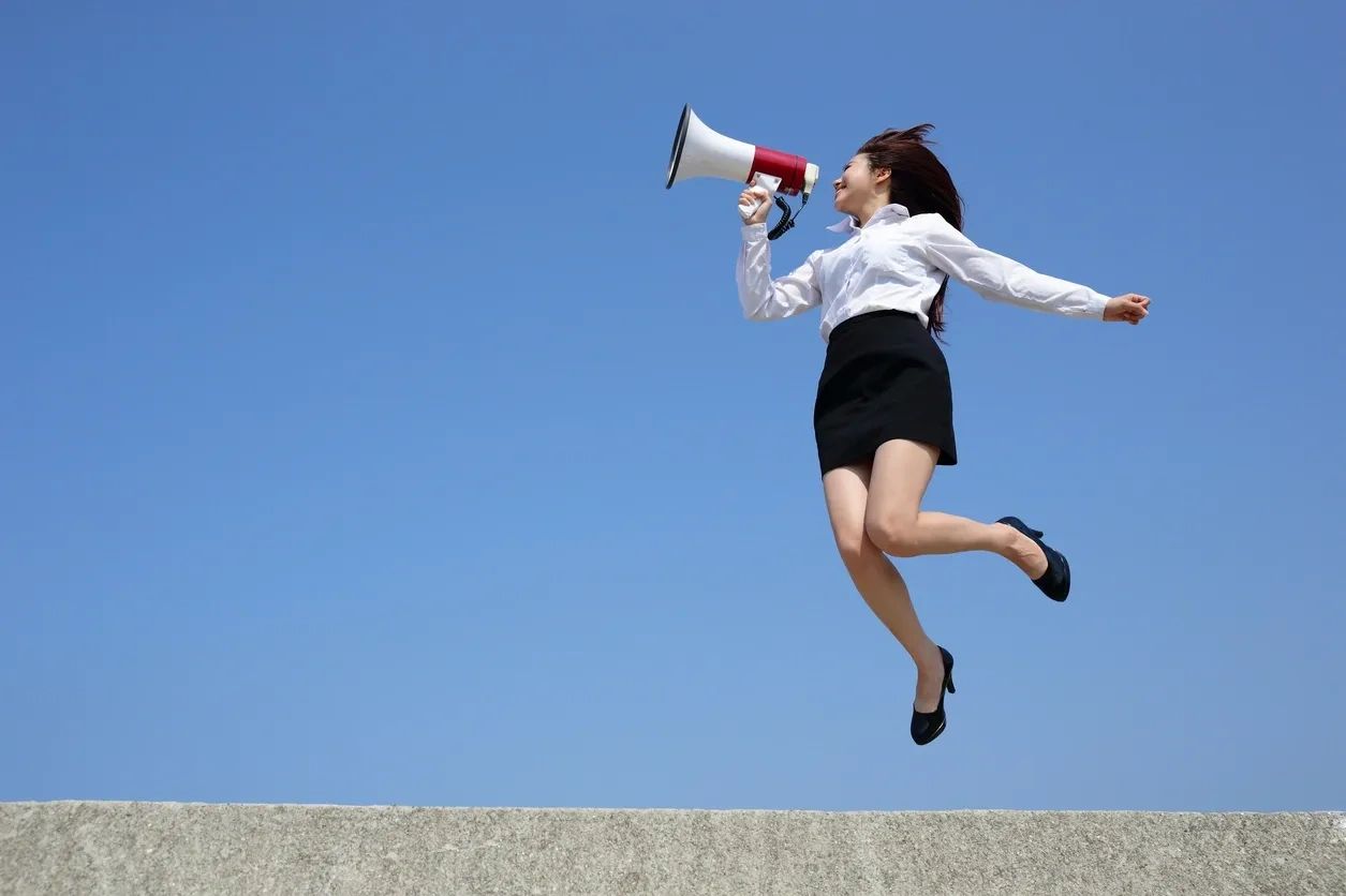 Energetic professional with megaphone