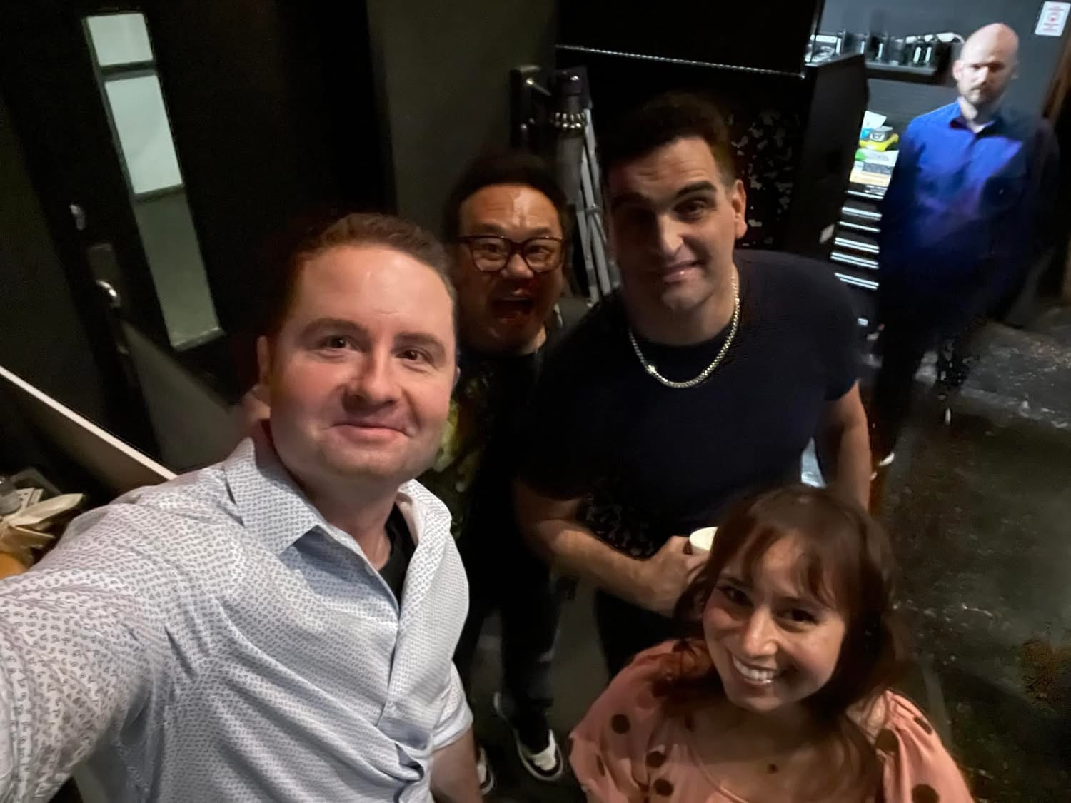 Brandon backstage with fellow comedians